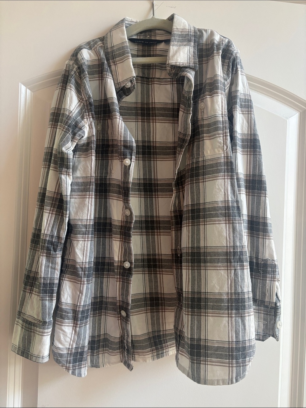Janie and Jack Black & White Plaid Button-Down Shirt